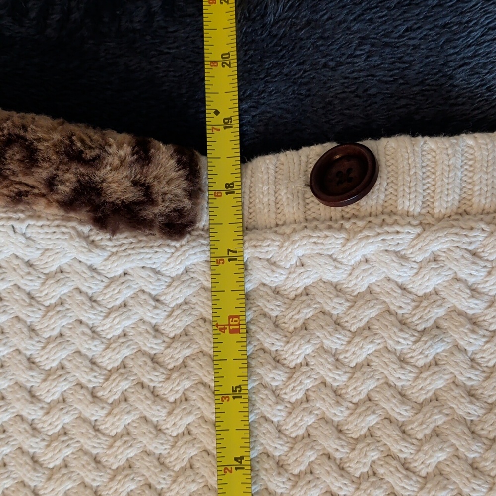 Aspen Kids Turtleneck Poncho Cream Faux Fur Size L 10 Cape Knit - Picture 9 of 11